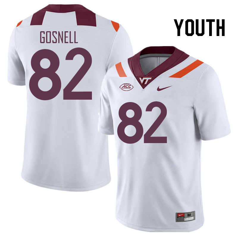 Youth #82 Benji Gosnell Virginia Tech Hokies College Football Jerseys Stitched Sale-White